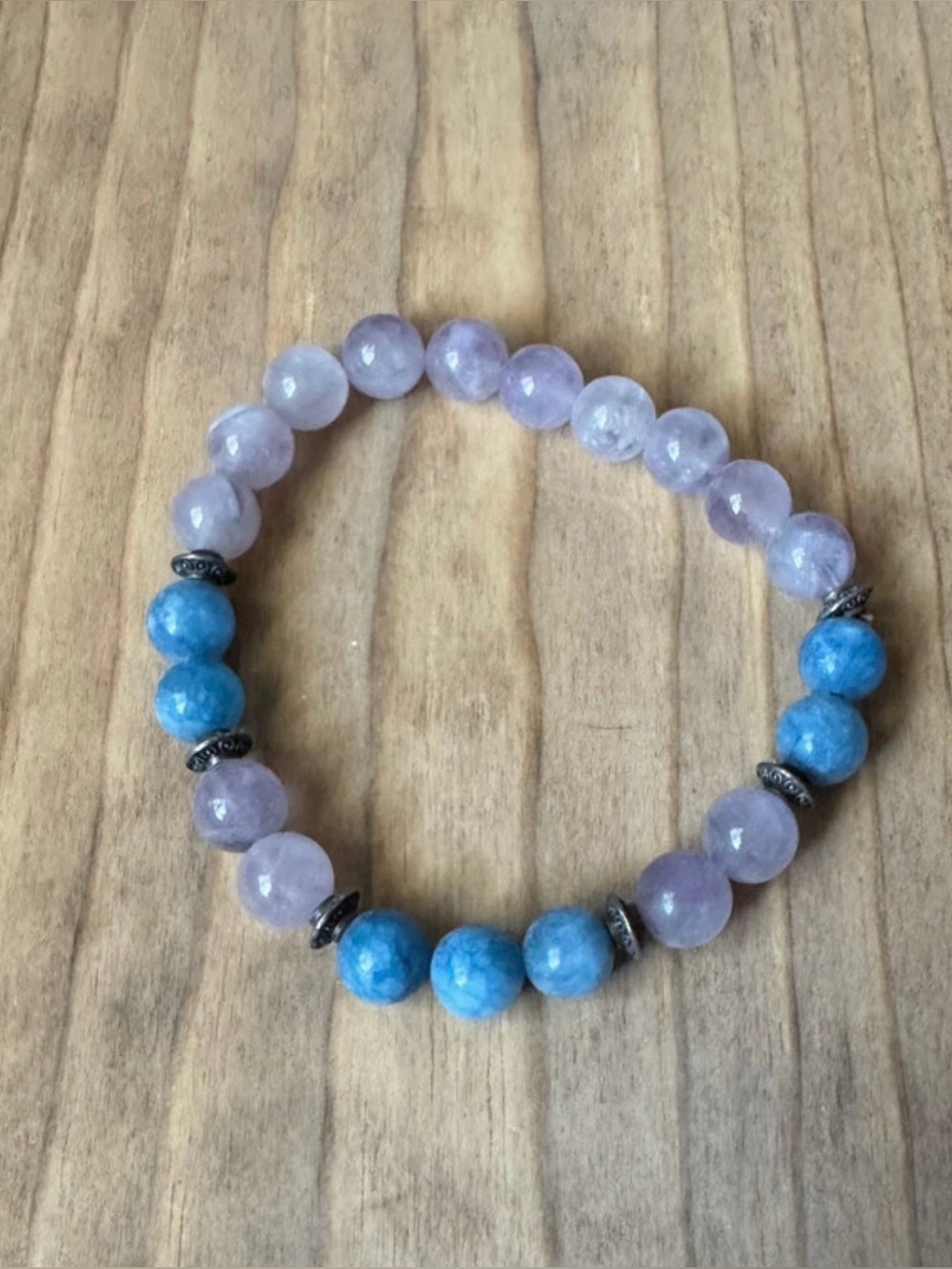 Evolve Mala Cleansing Amethyst & Aquamarine Stretch Bracelet